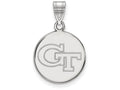 LogoArt Sterling Silver Georgia Institute Of Technology Medium Disc Pendant Necklace