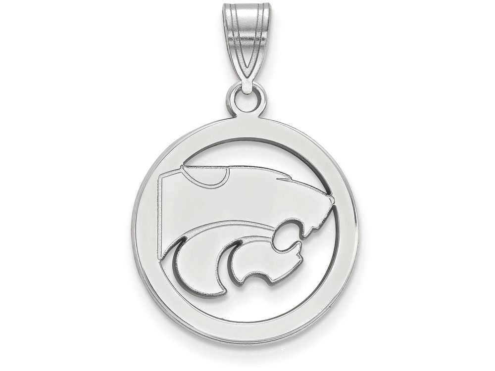 LogoArt Sterling Silver Kansas State University Sm Pendant Necklace In Circle