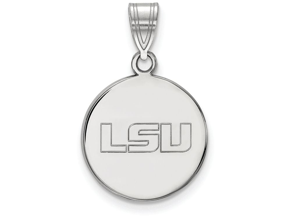 LogoArt Sterling Silver Louisiana State University Medium Disc Pendant Necklace
