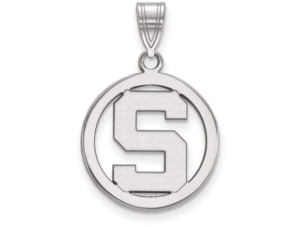 LogoArt Sterling Silver Michigan State University Sm Pendant Necklace In Circle