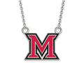 LogoArt Sterling Silver Miami University Large Enamel Pendant Necklace