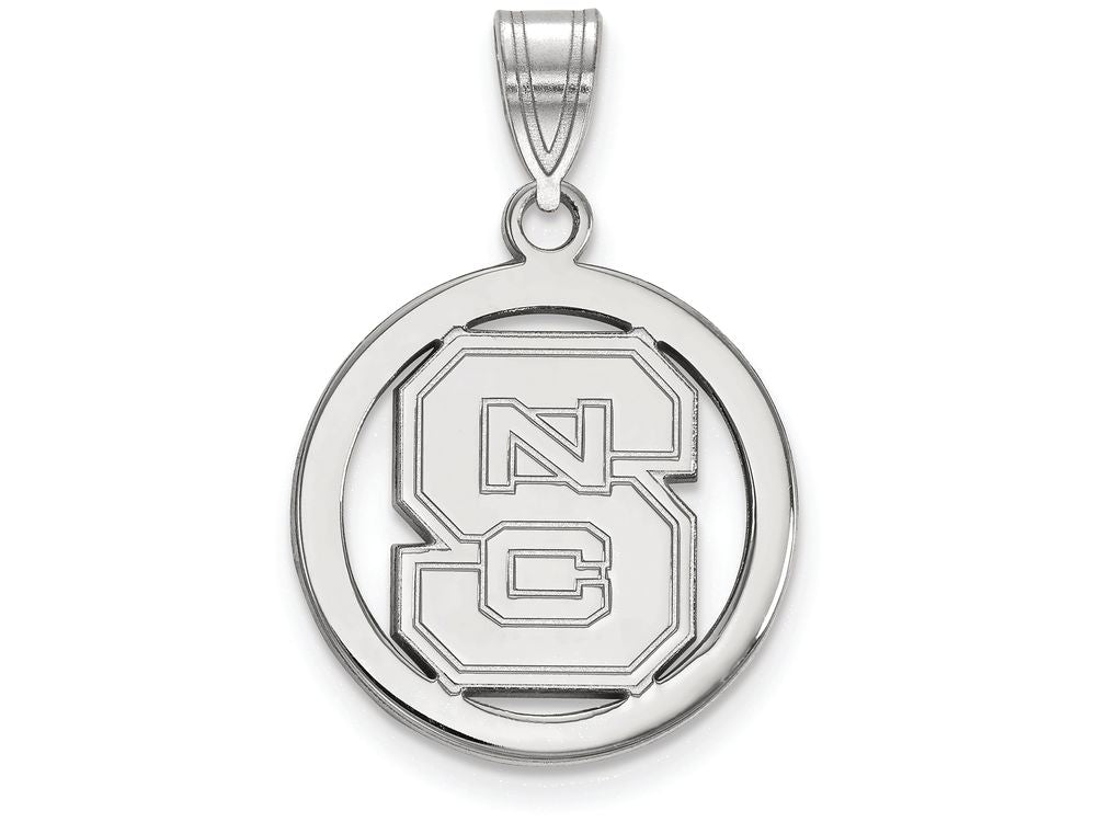 LogoArt Sterling Silver North Carolina State University Sm Pendant Necklace In Circle