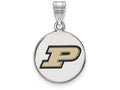 LogoArt Sterling Silver Purdue Medium Enamel Disc Pendant Necklace
