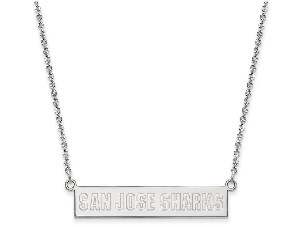 Logoart 925 Sterling Silver San Jose Sharks Small Bar Necklace