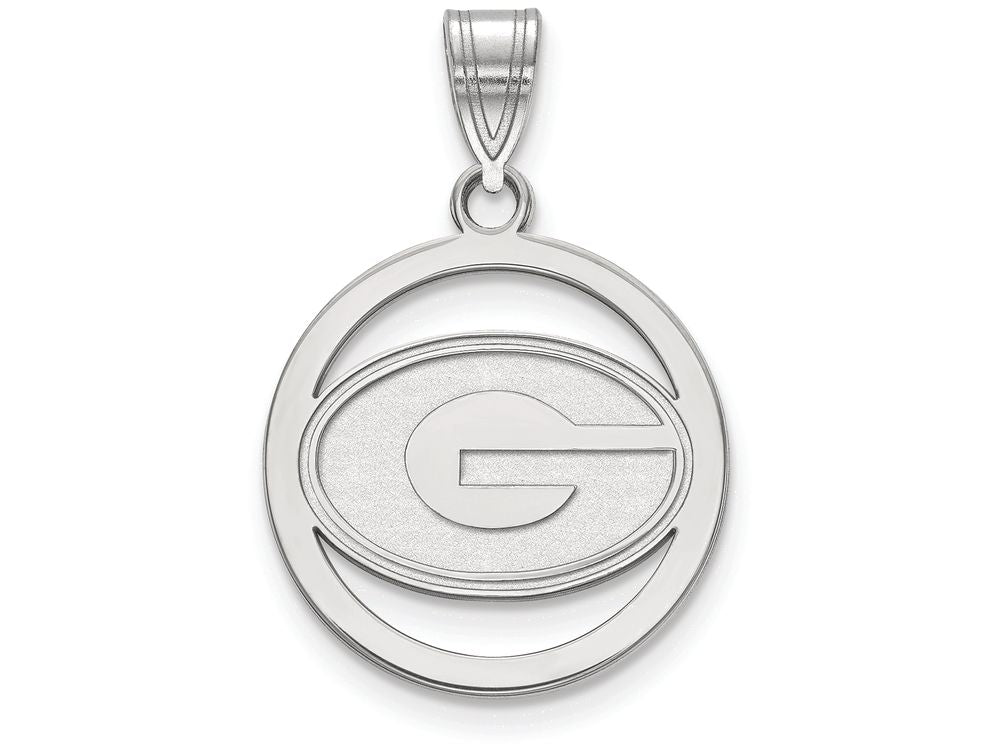 LogoArt Sterling Silver University Of Georgia Sm Pendant Necklace In Circle