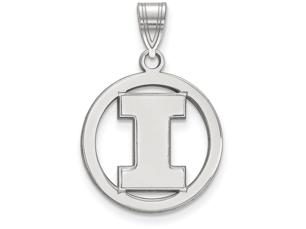 LogoArt Sterling Silver University Of Illinois Sm Pendant Necklace In Circle
