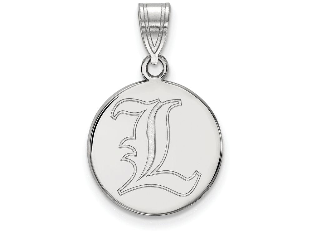 LogoArt Sterling Silver University Of Louisville Medium Disc Pendant Necklace