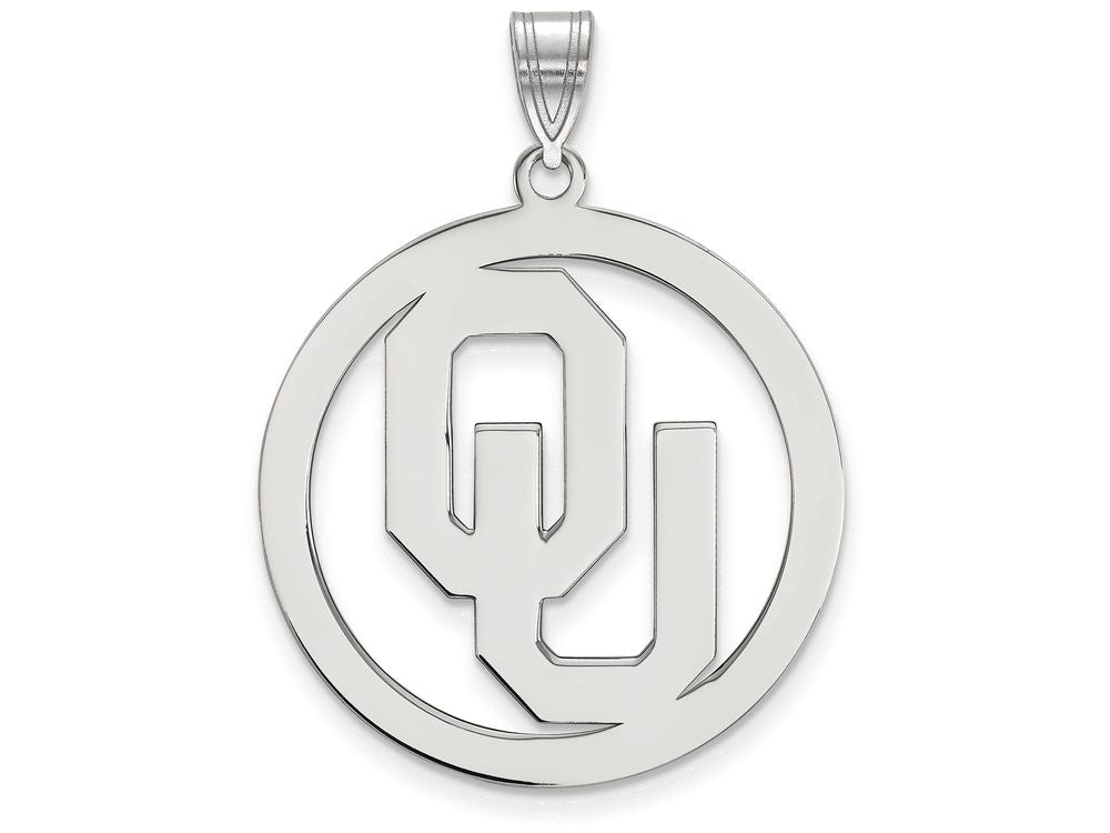 LogoArt Sterling Silver Oklahoma L Pendant Necklace In Circle