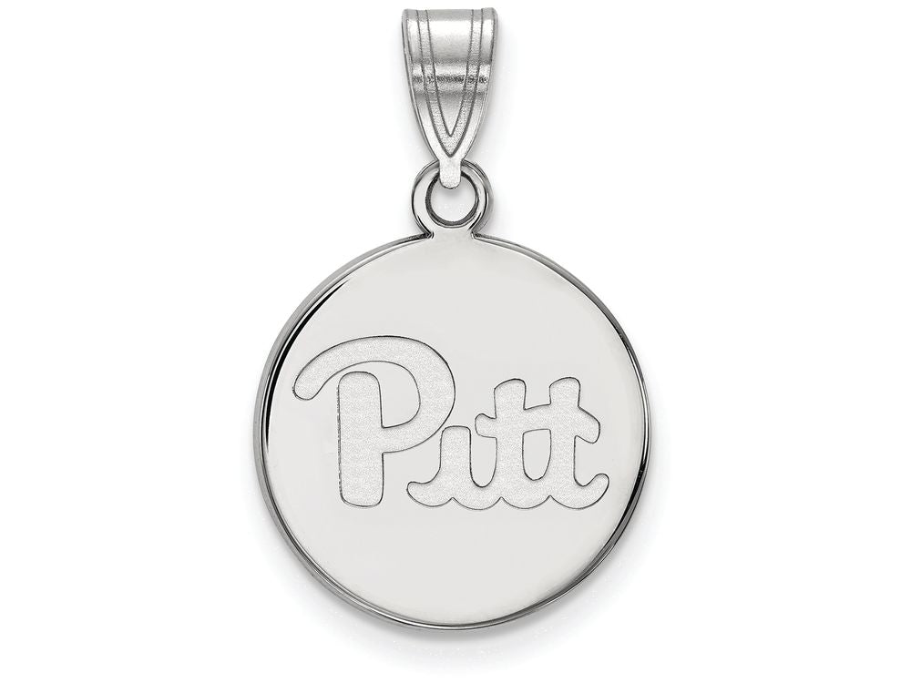 LogoArt Sterling Silver University Of Pittsburgh Medium Disc Pendant Necklace