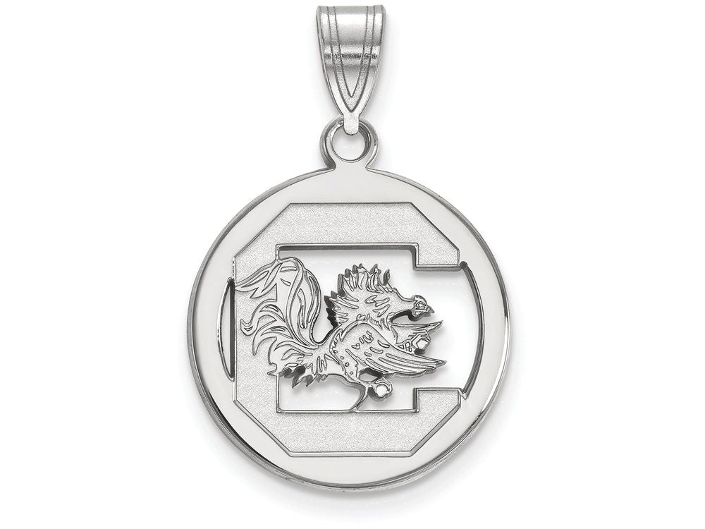 LogoArt Sterling Silver University Of South Carolina Sm Pendant Necklace In Circle