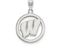 LogoArt Sterling Silver University Of Wisconsin Sm Pendant Necklace In Circle