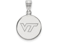 LogoArt Sterling Silver Virginia Tech Medium Disc Pendant Necklace
