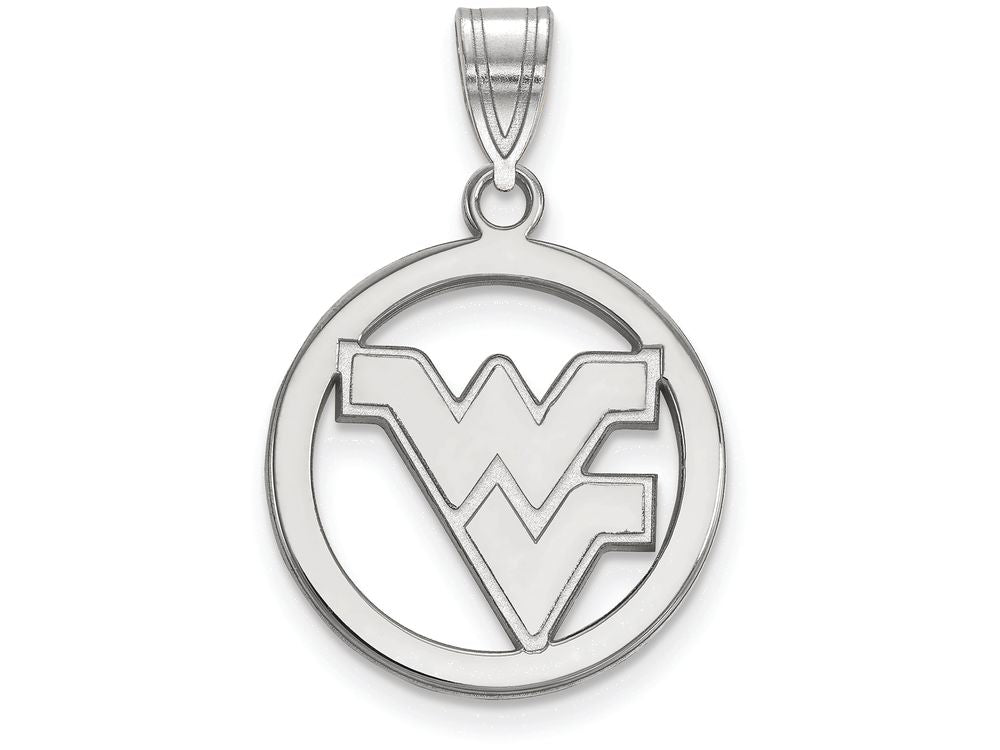 LogoArt Sterling Silver West Virginia University Sm Pendant Necklace In Circle