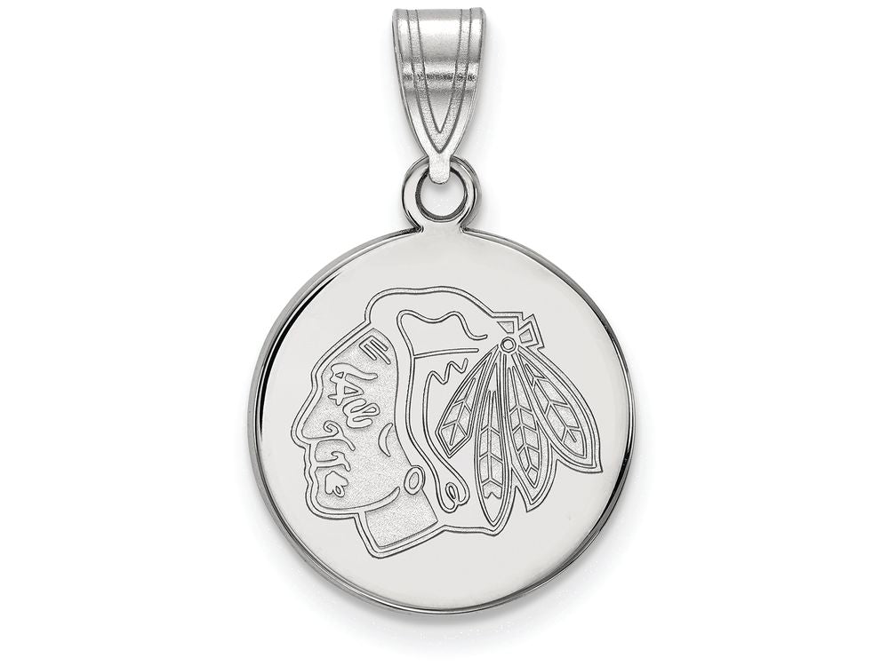 LogoArt Sterling Silver Chicago Blackhawks Medium Disc Pendant Necklace