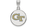 LogoArt Sterling Silver Georgia Institute Of Technology Medium Enamel Disc Pendant Necklace