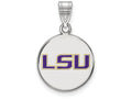 LogoArt Sterling Silver Louisiana State University Medium Enamel Disc Pendant Necklace