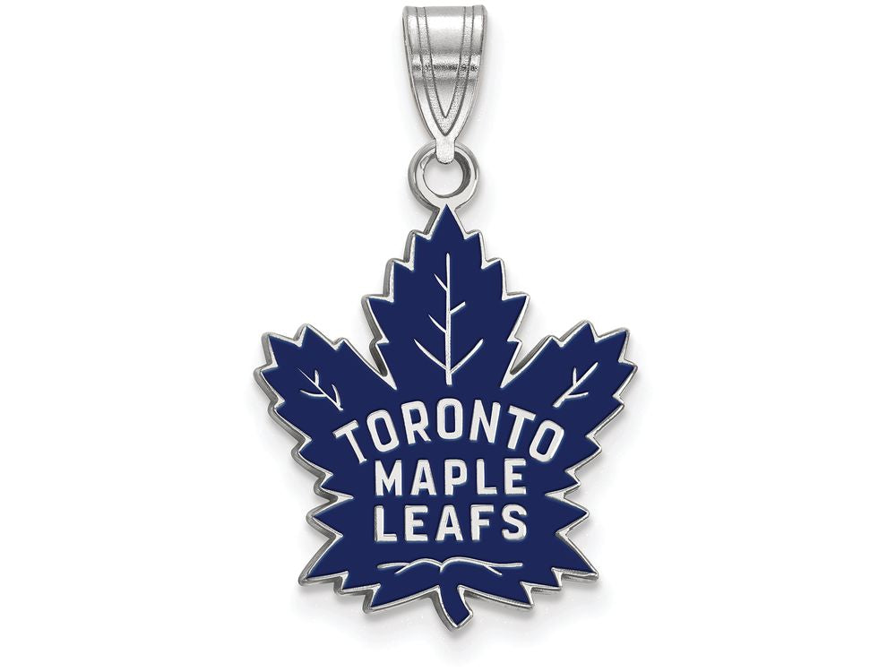 LogoArt Sterling Silver Toronto Maple Leafs Large Enamel Pendant Necklace