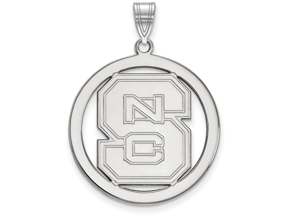 LogoArt Sterling Silver North Carolina State University L Pendant Necklace In Circle