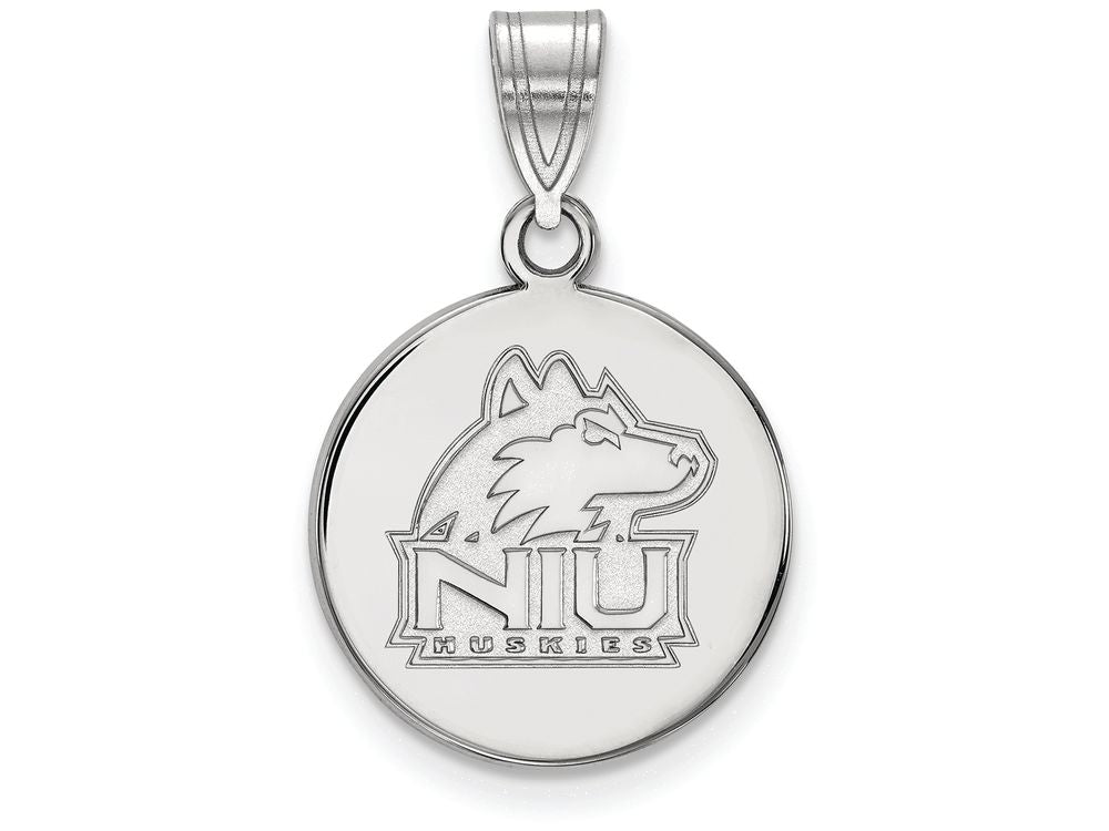 LogoArt Sterling Silver Northern Illinois University Medium Disc Pendant Necklace