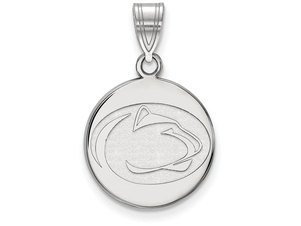 LogoArt Sterling Silver Penn State University Medium Disc Pendant Necklace