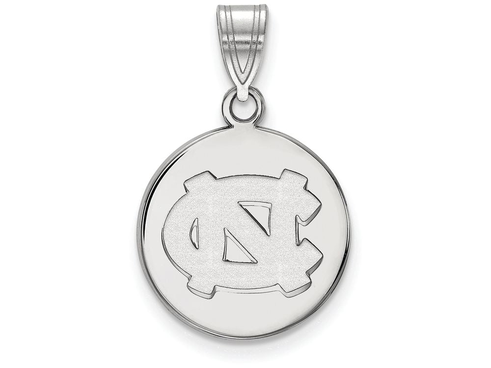 LogoArt Sterling Silver University Of North Carolina Medium Disc Pendant Necklace