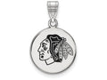 LogoArt Sterling Silver Chicago Blackhawks Medium Enamel Disc Pendant Necklace
