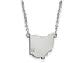 Logoart 925 Sterling Silver Miami University Ohio Shape State Necklace