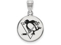 LogoArt Sterling Silver Pittsburgh Penguins Medium Enamel Disc Pendant Necklace