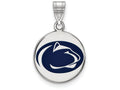 LogoArt Sterling Silver Penn State University Medium Enamel Disc Pendant Necklace