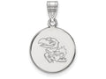 LogoArt Sterling Silver University Of Kansas Medium Disc Pendant Necklace