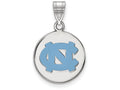 LogoArt Sterling Silver University Of North Carolina Medium Enamel Disc Pendant Necklace