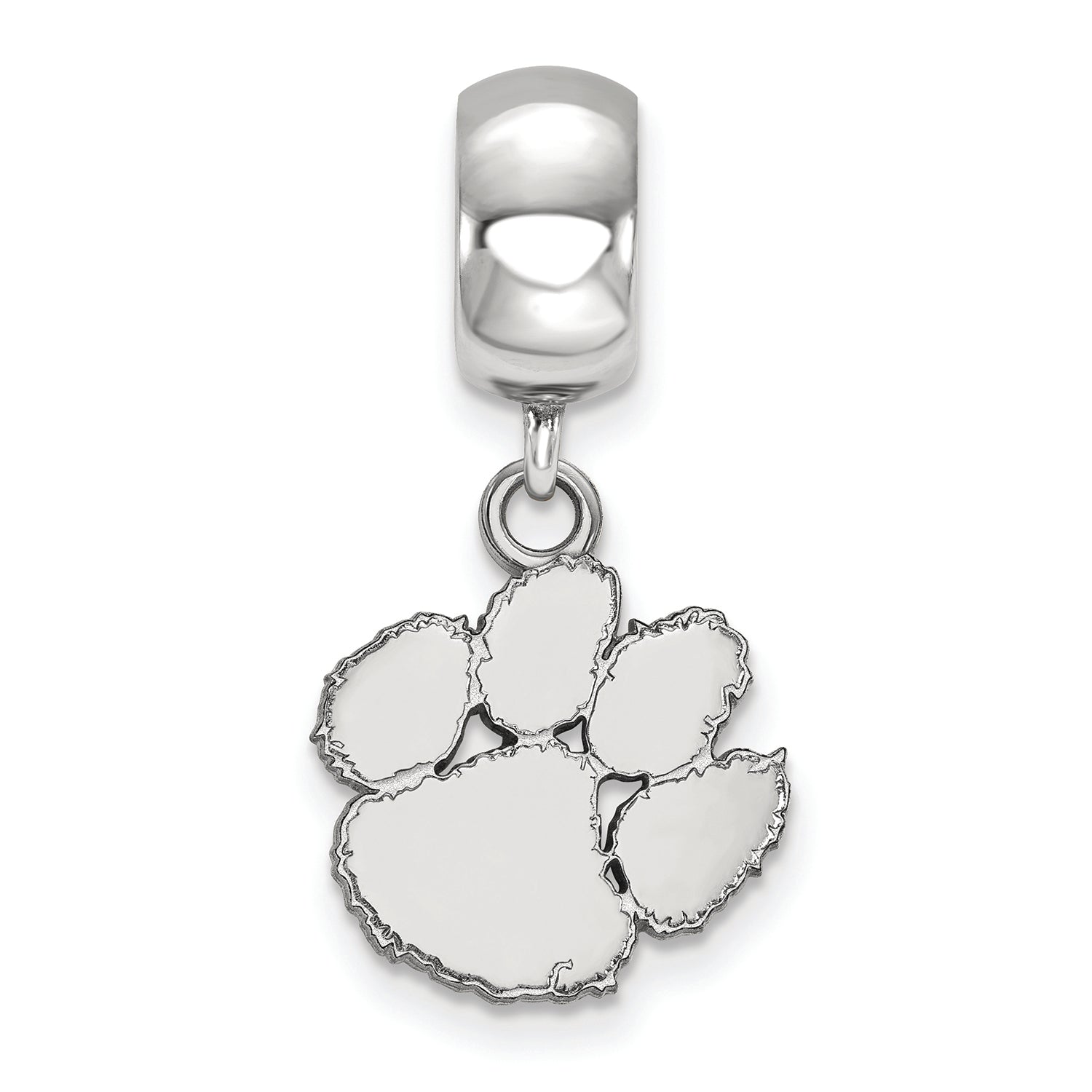 LogoArt Sterling Silver Clemson University Bead Charm Charm Small Dangle Bead Charm