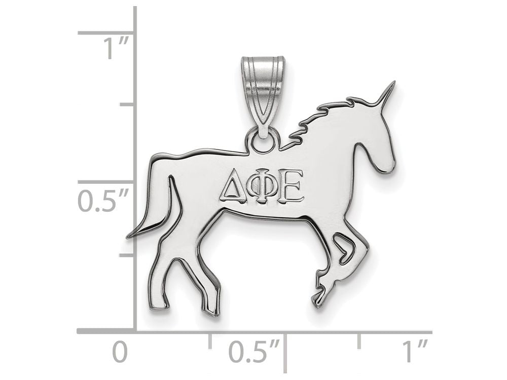 LogoArt Sterling Silver Delta Phi Epsilon Medium Pendant Necklace