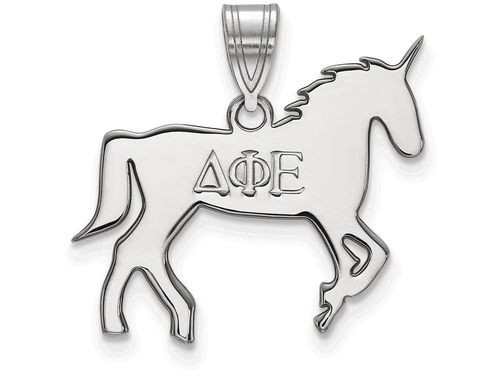 LogoArt Sterling Silver Delta Phi Epsilon Medium Pendant Necklace