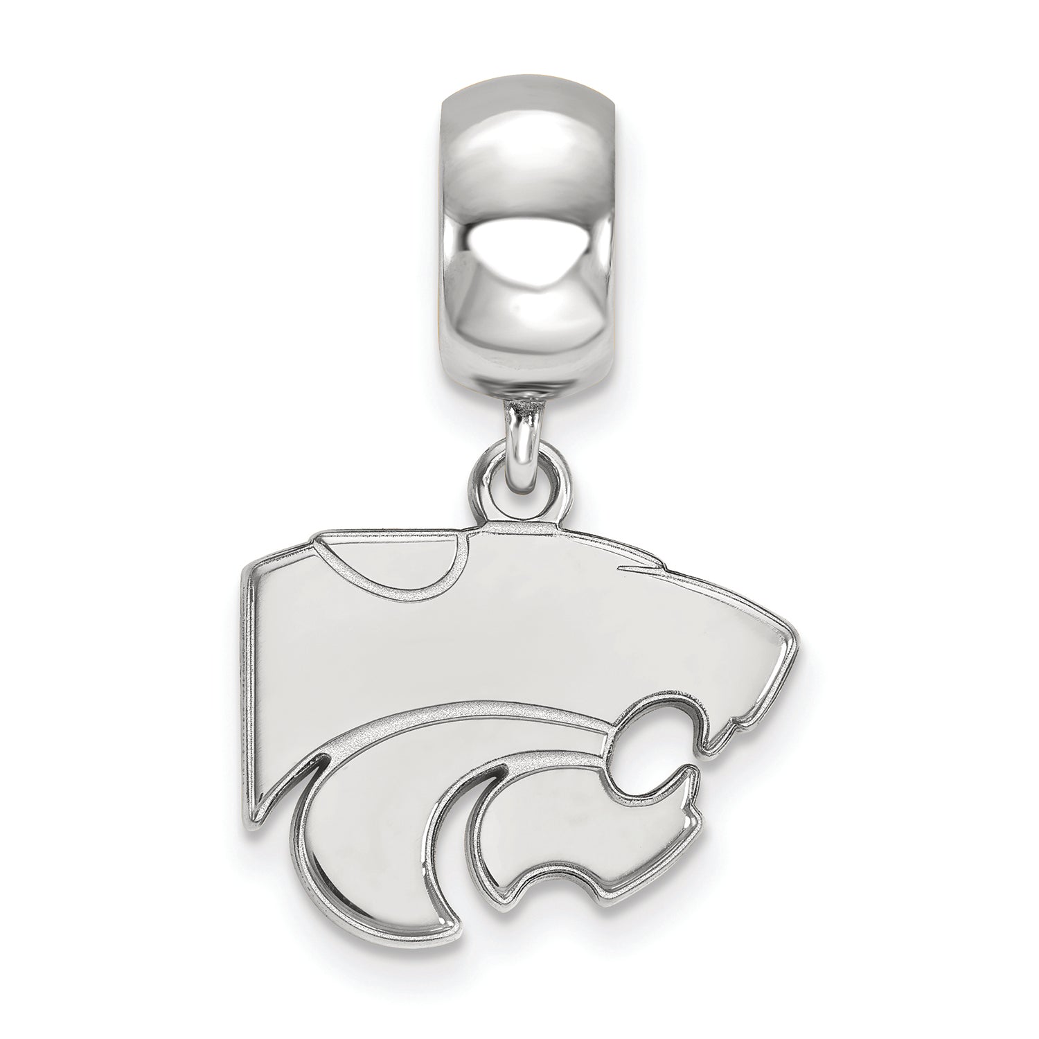 LogoArt Sterling Silver Kansas State University Bead Charm Charm Small Dangle Bead Charm
