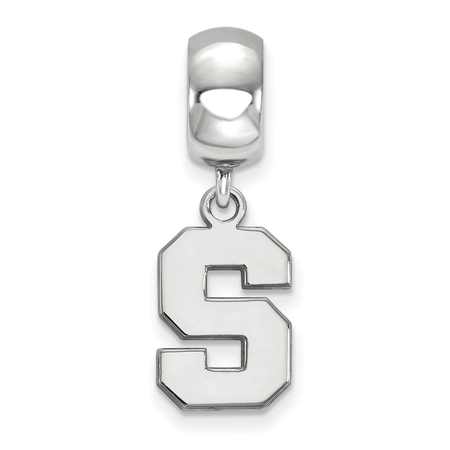 LogoArt Sterling Silver Michigan State University Bead Charm Charm Small Dangle Bead Charm