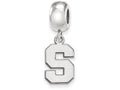 LogoArt Sterling Silver Michigan State University Bead Charm Charm Small Dangle Bead Charm