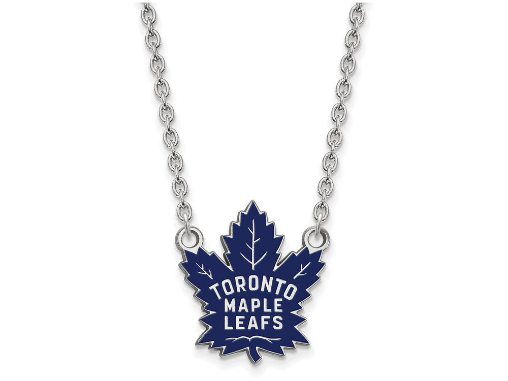 LogoArt Sterling Silver Toronto Maple Leafs Large Enamel Pendant Necklace