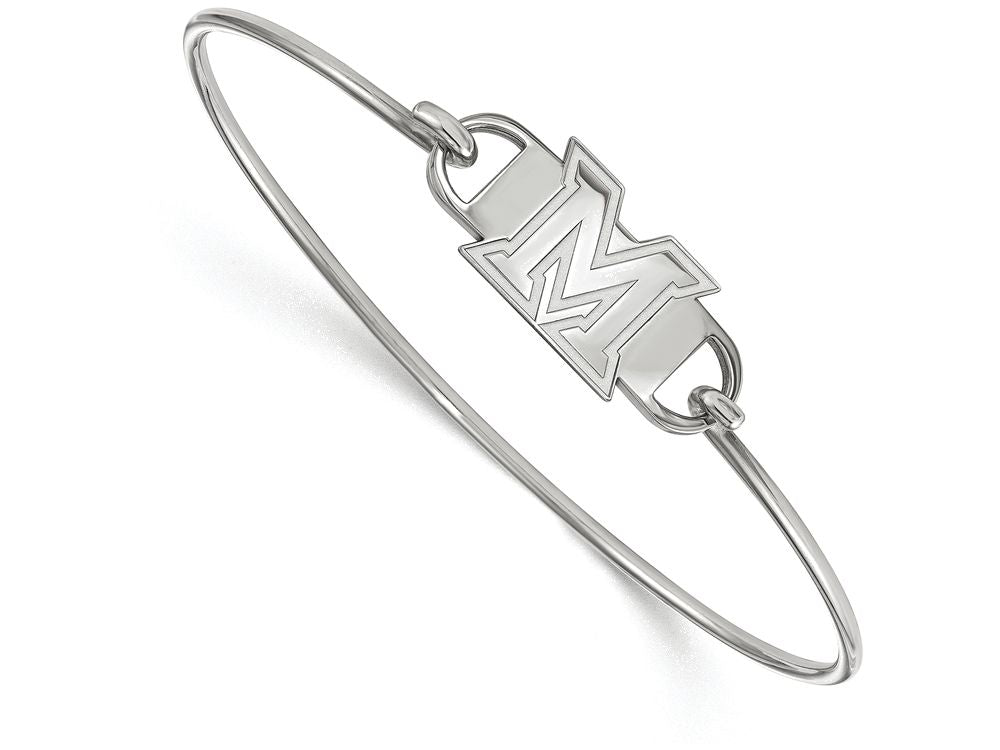 Logoart 925 Sterling Silver Miami University Small Center Wire Bangle