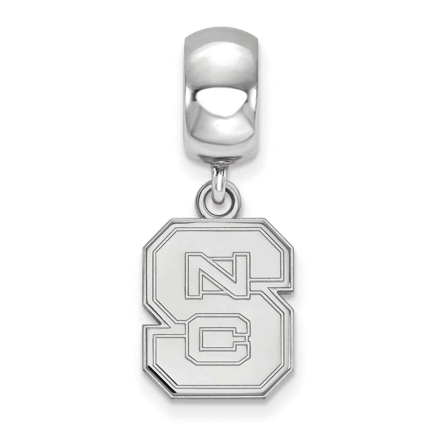 LogoArt Sterling Silver North Carolina State University Bead Charm Charm Small Dangle Bead Charm