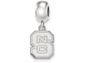 LogoArt Sterling Silver North Carolina State University Bead Charm Charm Small Dangle Bead Charm