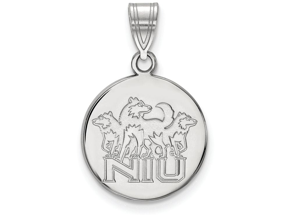 LogoArt Sterling Silver Northern Illinois University Medium Disc Pendant Necklace