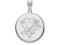 LogoArt Sterling Silver Pittsburgh Penguins Large Disc Pendant Necklace