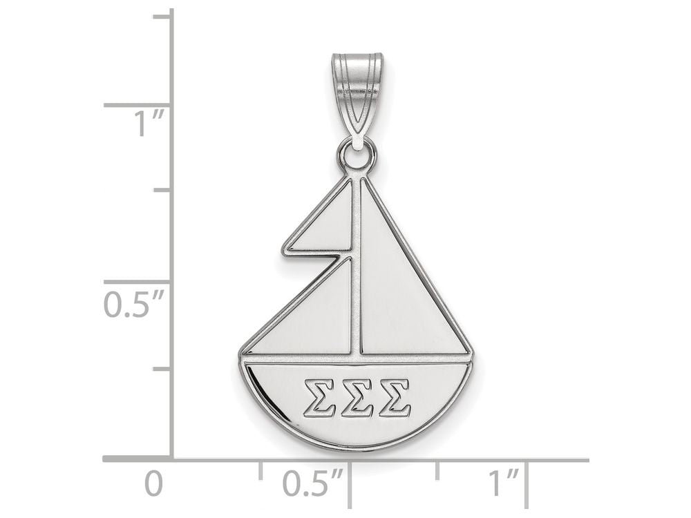 LogoArt Sterling Silver Sigma Sigma Sigma Medium Pendant Necklace