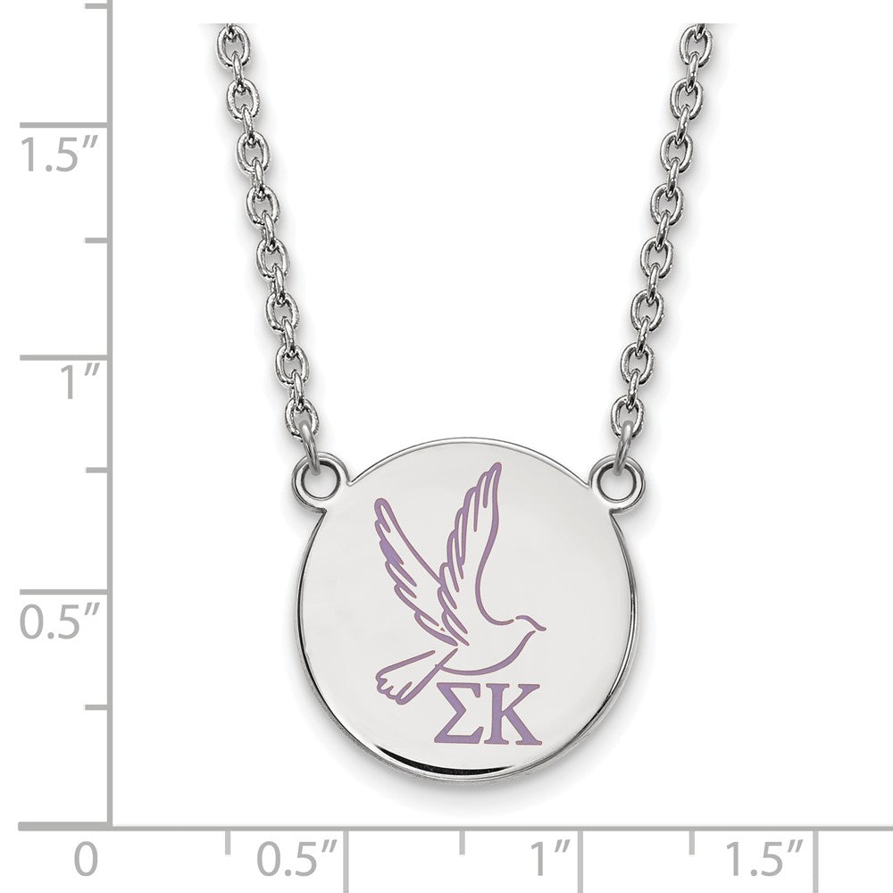 LogoArt Sterling Silver University Of Kansas Medium Enamel Disc Pendant Necklace