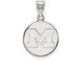 LogoArt Sterling Silver Michigan (univ Of) Medium Disc Pendant Necklace