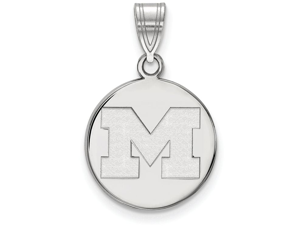 LogoArt Sterling Silver Michigan (univ Of) Medium Disc Pendant Necklace
