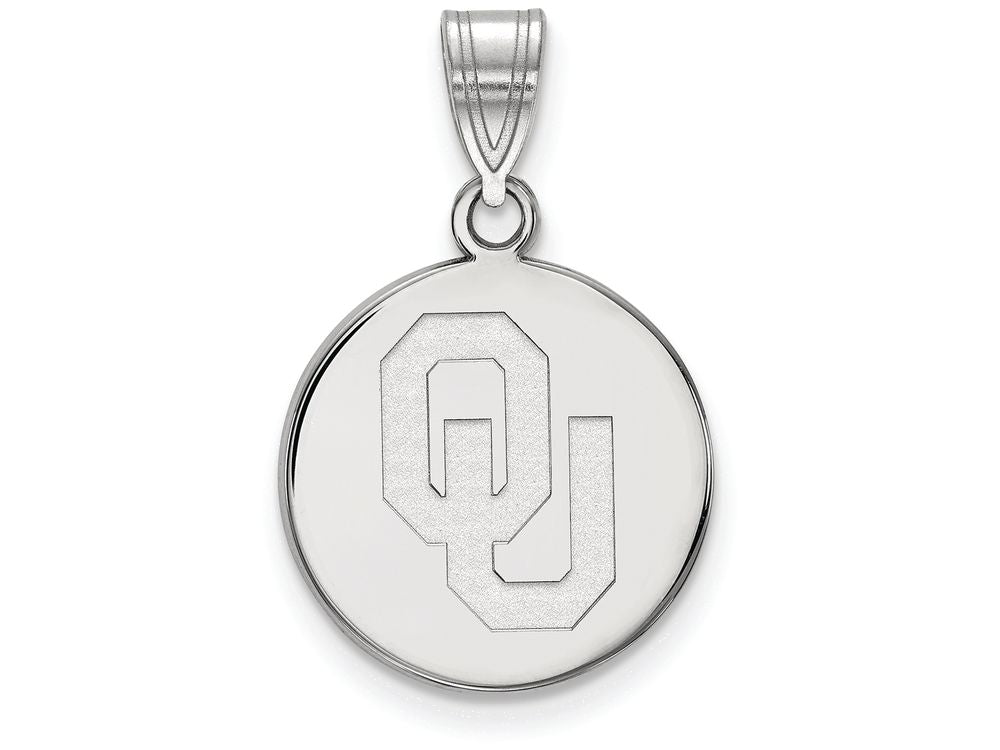 LogoArt Sterling Silver Oklahoma Medium Disc Pendant Necklace