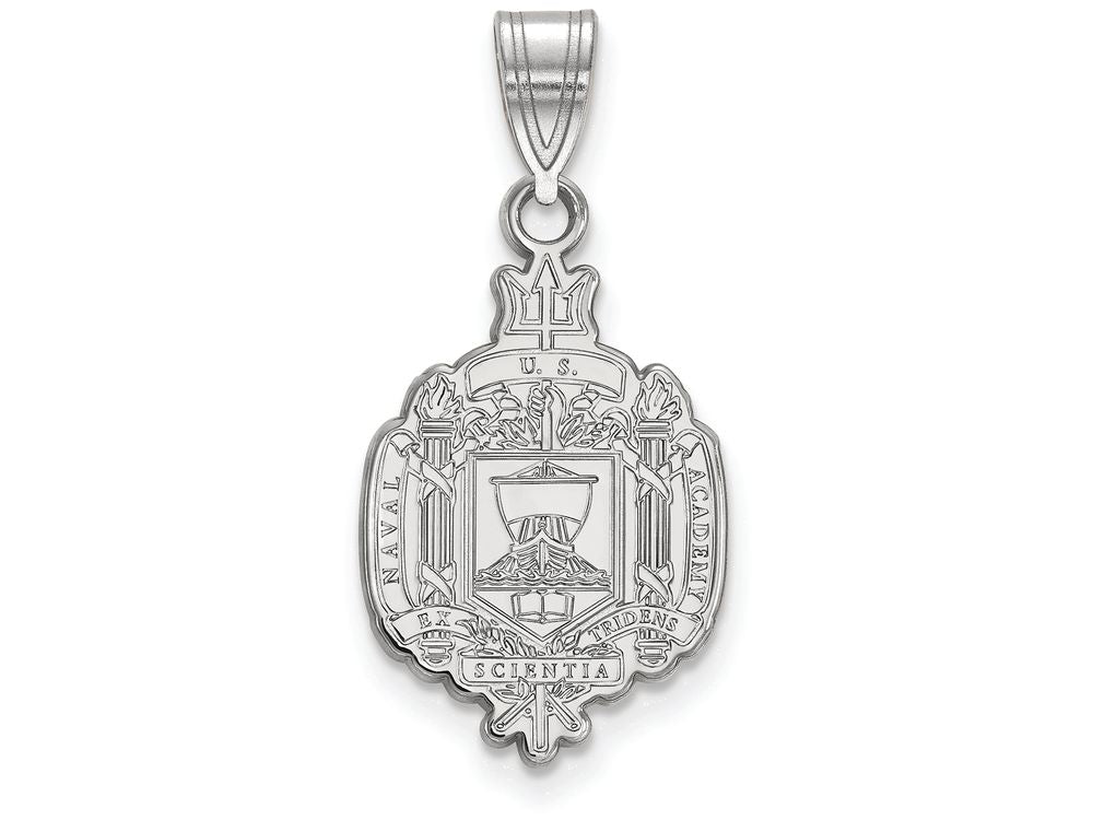 LogoArt Sterling Silver Navy Large Crest Pendant Necklace