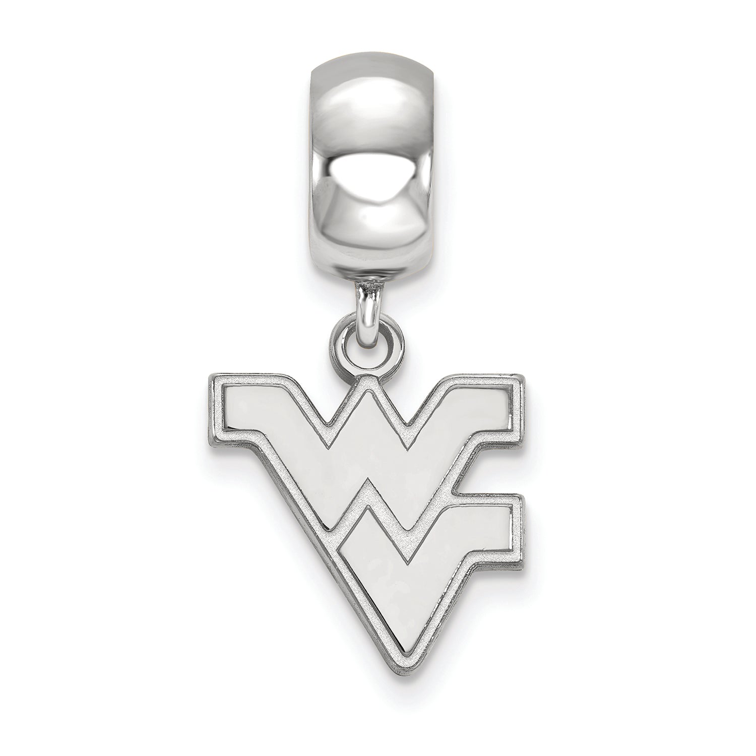 LogoArt Sterling Silver West Virginia University Bead Charm Charm Small Dangle Bead Charm